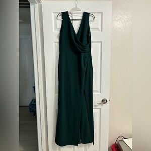 Green Sleeveless Cowl Neck Maxi Gown for Weddings